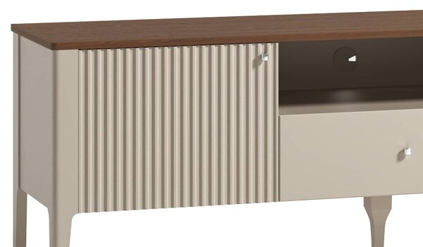 Comodă TV lemn masiv nuc Napoli Crem/, 162 × 40 × 56 cm