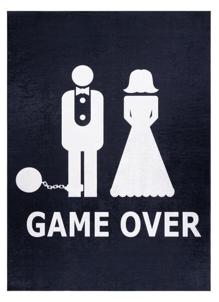Covor lavabil BAMBINO 2104 'Game over' nunta, burlac, anti-alunecare - negru