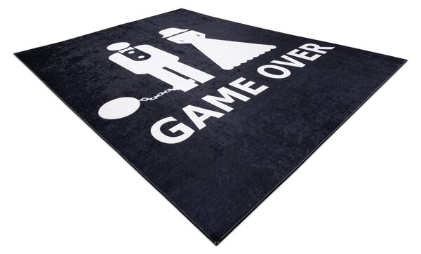 Covor lavabil BAMBINO 2104 'Game over' nunta, burlac, anti-alunecare - negru