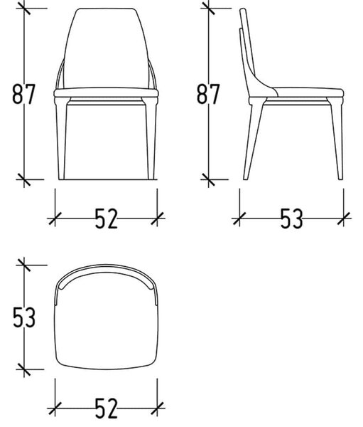 Scaun lemn masiv Serio, 52 × 87 × 53 cm