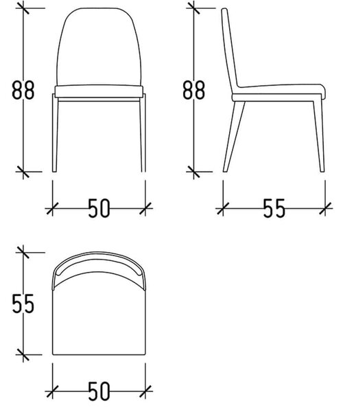 Scaun lemn masiv Ricco, 50 × 88 × 55 cm