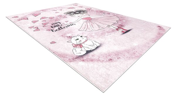BAMBINO 2185 covor lavabil Balerina, pisicuta pentru copii anti-alunecare roz - SECUNDAR-COTATI PRODUSUL