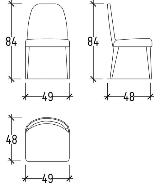 Scaun lemn masiv de birou Ric, 49 × 84 × 48 cm