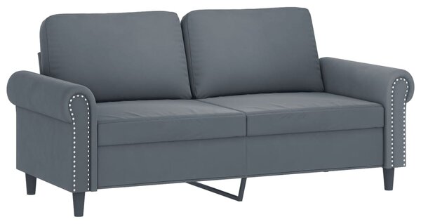 Canapea cu 2 locuri, gri închis, 140 cm, catifea
