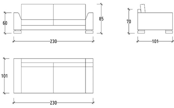 Canapea lemn masiv Panfilo, 230 × 85 × 101 cm