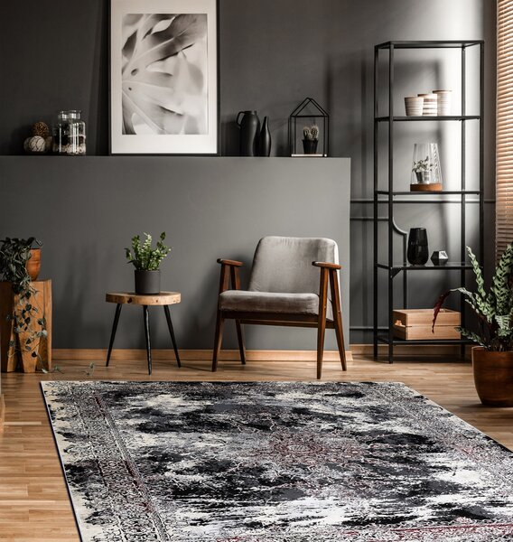 Covor VINCI 1407 modern Rozetă vintage - structural fildeş / roșu