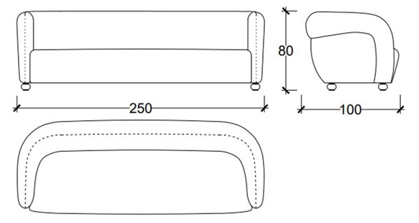 Canapea lemn masiv Carabella, 250 × 80 × 100 cm