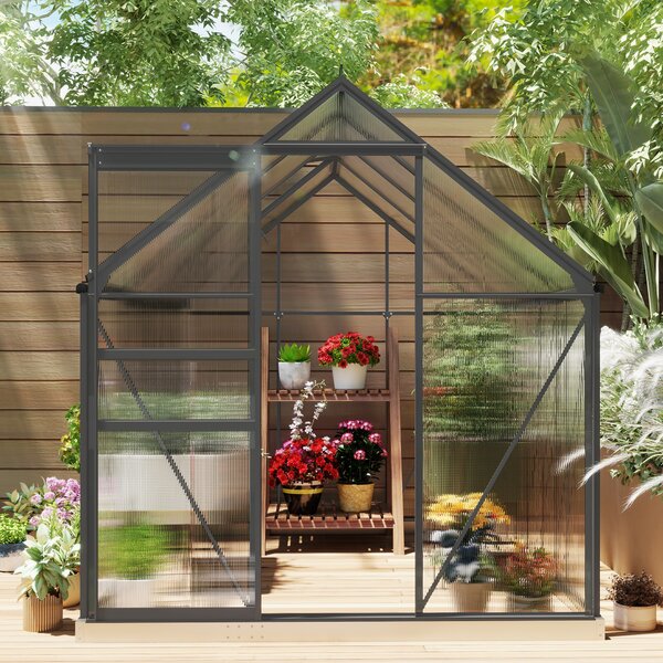 Outsunny Sera Walk-In Aluminiu & Policarbonat – Ventilatie si Jgheab | Aosom Romania