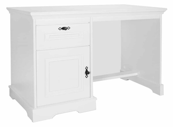 Birou lemn masiv alb Amelia, 120 × 60 × 80 cm