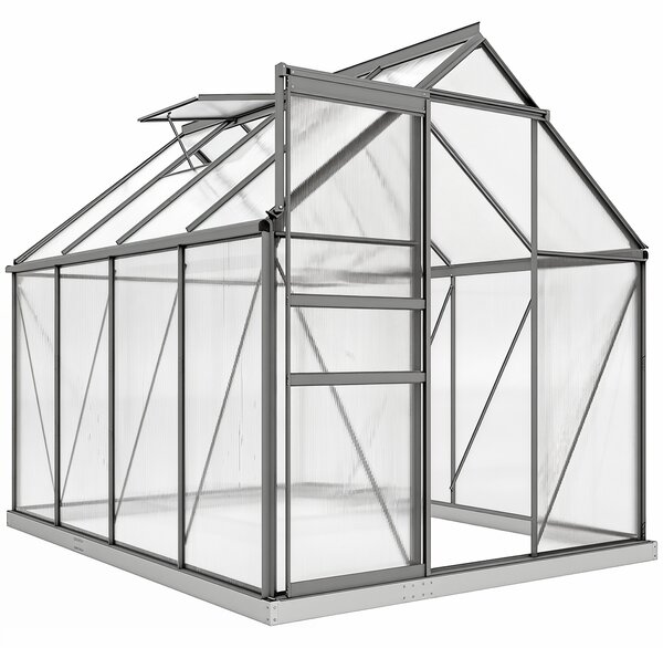Outsunny Sera Walk-In Aluminiu & Policarbonat – Ventilatie si Jgheab | Aosom Romania