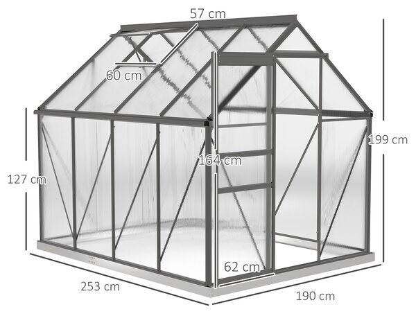 Outsunny Sera Walk-In Aluminiu & Policarbonat – Ventilatie si Jgheab | Aosom Romania