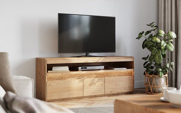 Comodă TV stejar masiv Dominic, 165 × 44 × 63 cm