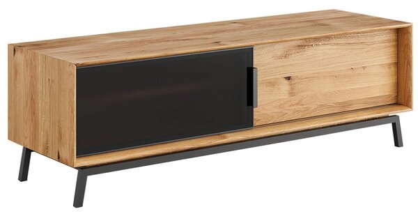 Comodă TV stejar masiv Madison și Sticlă, 200 × 50 × 52 cm
