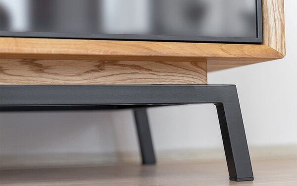 Comodă TV stejar masiv Madison și Sticlă, 200 × 50 × 52 cm