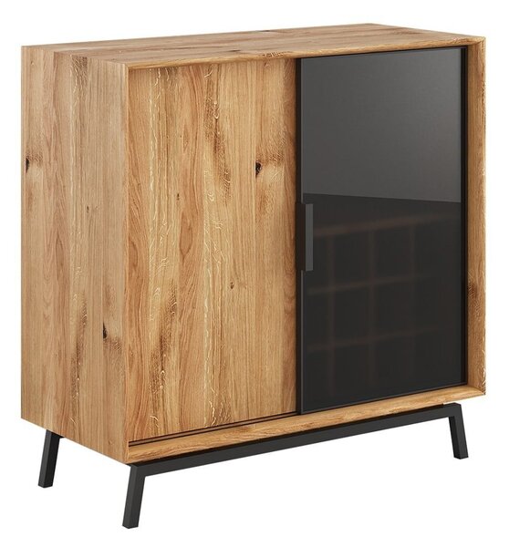 Comodă stejar masiv Bar Madison și Sticlă, 101 × 45 × 101 cm
