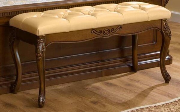 Băncuță lemn masiv nuc Briston, 110 × 45 × 50 cm