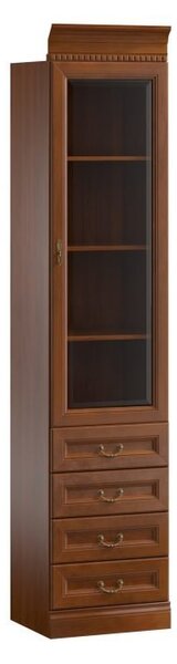 Corp lemn masiv Bibliotecă Bennett 9 1 Ușă Vitrină 4 Sertare L 50 2cm