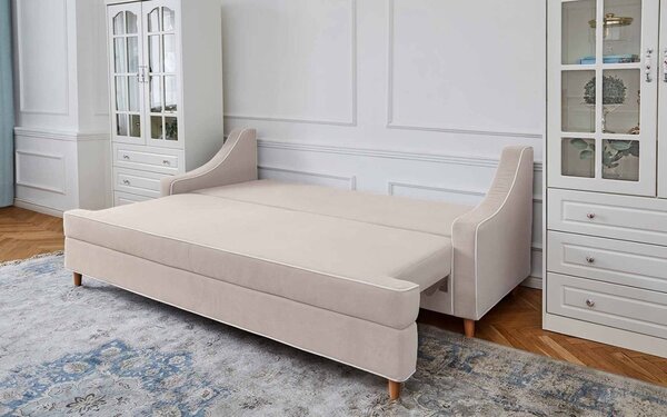 Canapea lemn masiv crem Extensibilă Elizabeth 225x94cm
