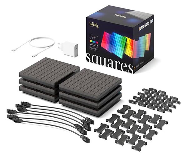 SET 6x panou LED RGB 64xLED 16x16 cm Wi-Fi Twinkly TWQ064STW-07-BEU
