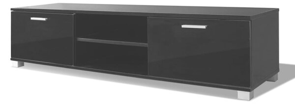 Comodă TV, negru extralucios, 140 x 40,3 x 34,7 cm