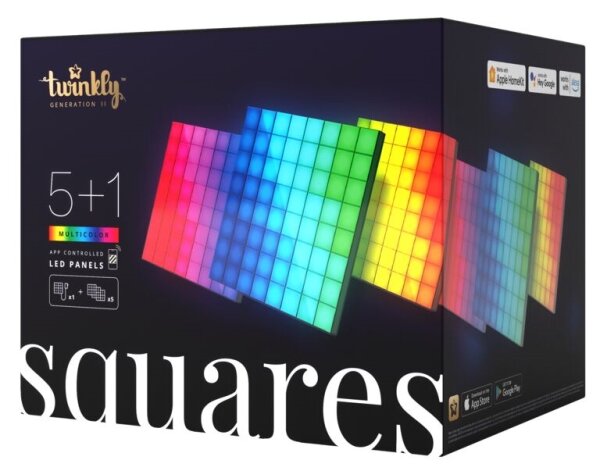 SET 6x panou LED RGB 64xLED 16x16 cm Wi-Fi Twinkly TWQ064STW-07-BEU