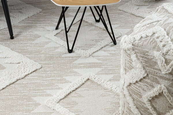 Covor ECO SISAL BOHO MOROC Caro 22312 franjuri - structural bej / cremă, covor reciclat