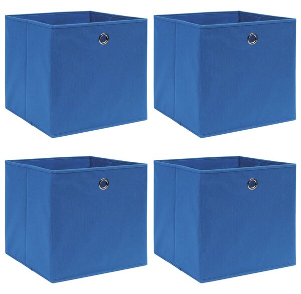 Cutii depozitare, 4 buc., albastru, 32x32x32 cm, textil