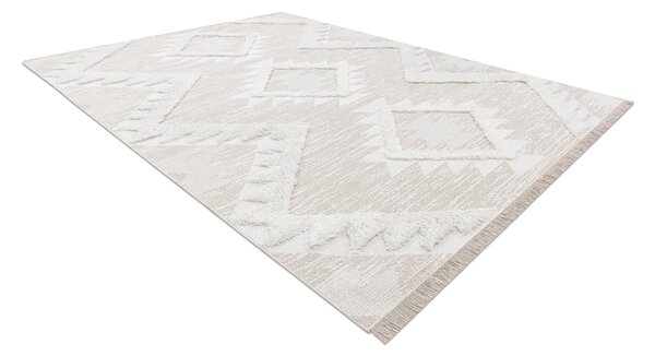 Covor ECO SISAL BOHO MOROC Caro 22312 franjuri - structural bej / cremă, covor reciclat