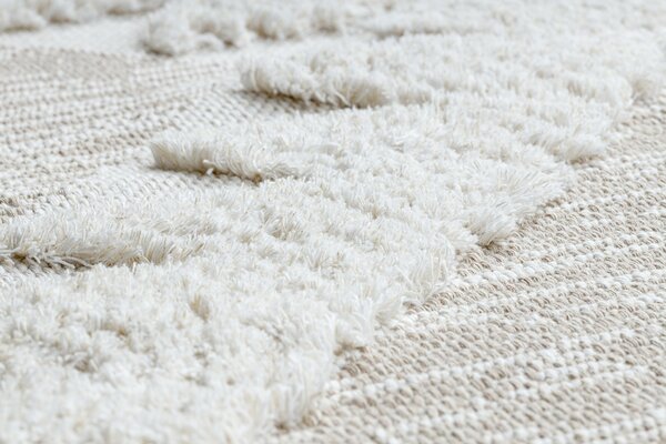 Covor ECO SISAL BOHO MOROC Caro 22312 franjuri - structural bej / cremă, covor reciclat