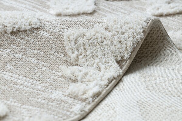 Covor ECO SISAL MOROC 22319 romburi boho franjuri - structural bej / cremă