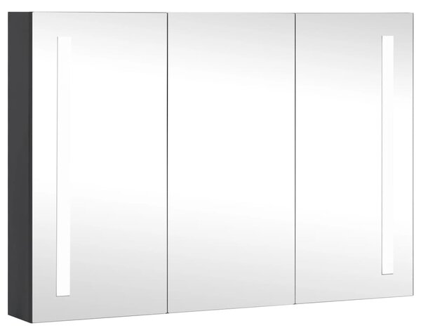 Dulap de baie cu oglindă și LED, 89x14x62 cm