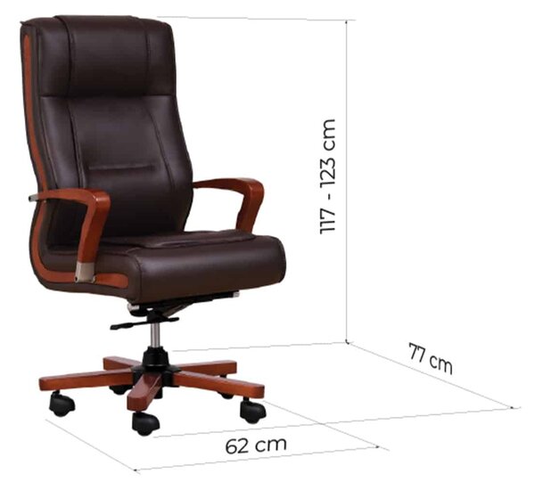 Scaun lemn masiv maro Toronto Model T3 Coniac - Piele