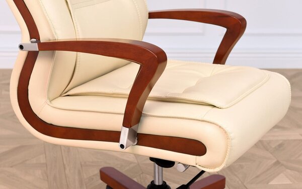 Scaun lemn masiv crem Toronto Model T3 Coniac - Piele
