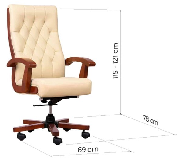 Scaun lemn masiv crem Toronto Model T1 Coniac - Piele