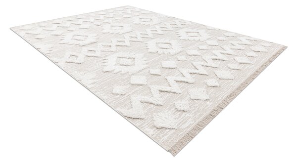Covor ECO SISAL MOROC 22319 romburi boho franjuri - structural bej / cremă
