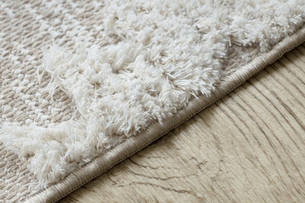 Covor ECO SISAL MOROC 22319 romburi boho franjuri - structural bej / cremă