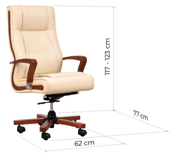 Scaun lemn masiv crem Toronto Model T3 Coniac - Piele