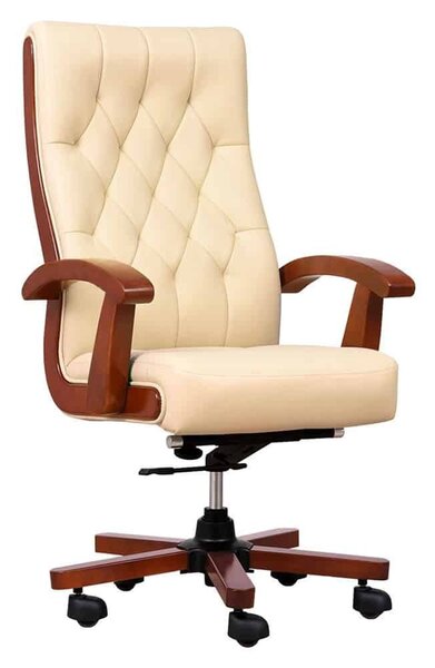 Scaun lemn masiv crem Toronto Model T1 Coniac - Piele