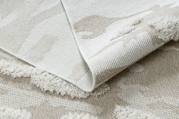 Covor ECO SISAL MOROC 22331 Absztrakció, boho franjuri - structural bej / cremă