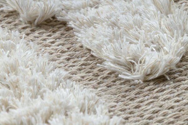 Covor ECO SISAL MOROC 22331 Absztrakció, boho franjuri - structural bej / cremă