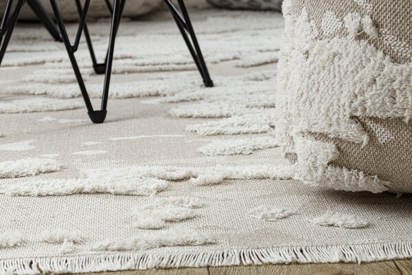 Covor ECO SISAL MOROC 22331 Absztrakció, boho franjuri - structural bej / cremă