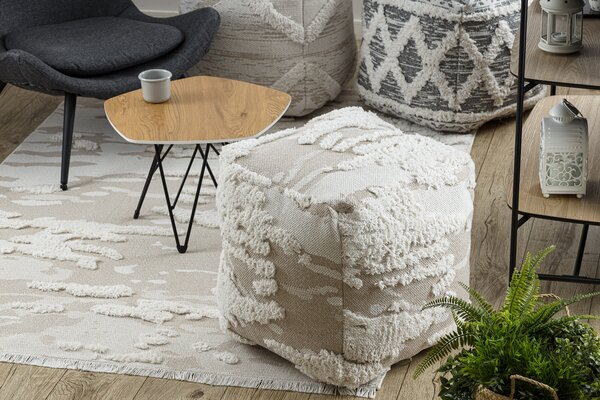 Covor ECO SISAL MOROC 22331 Absztrakció, boho franjuri - structural bej / cremă