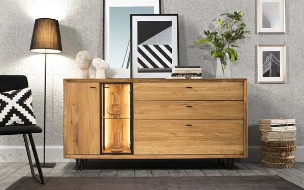 Comodă lemn masiv Sutton, 180 × 49 × 89 cm