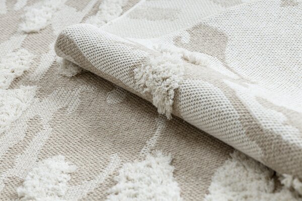 Covor ECO SISAL MOROC 22331 Absztrakció, boho franjuri - structural bej / cremă