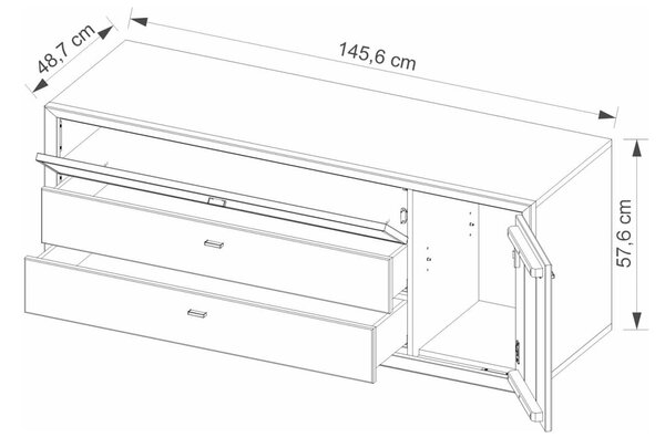 Comodă TV lemn masiv Sutton, 58 × 145 × 49 cm