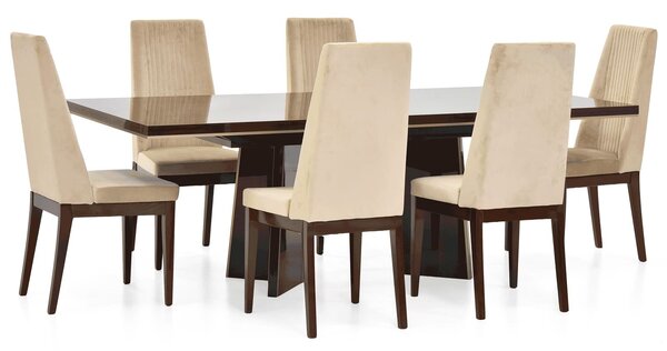 Scaun lemn masiv nuc Devon Lucios - Catifea Crem L 52 x A 58 x H 106 5 cm