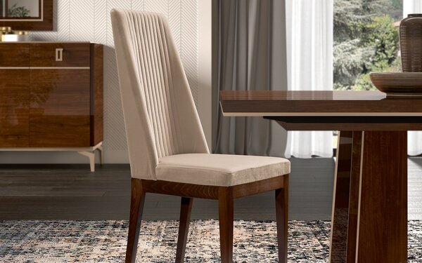 Scaun lemn masiv nuc Devon Lucios - Catifea Crem L 52 x A 58 x H 106 5 cm