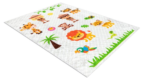 JUNIOR 52104.801 covor lavabil Safari, animale pentru copii anti-alunecare - gri