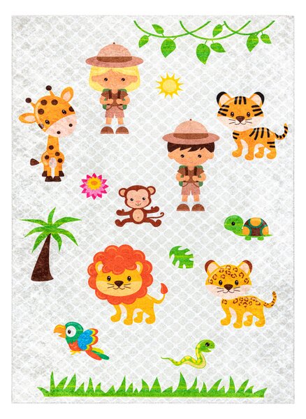 JUNIOR 52104.801 covor lavabil Safari, animale pentru copii anti-alunecare - gri