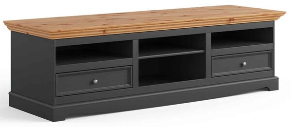 Comodă TV lemn masiv natur Linea Grafit-, 167 × 53 × 53 cm